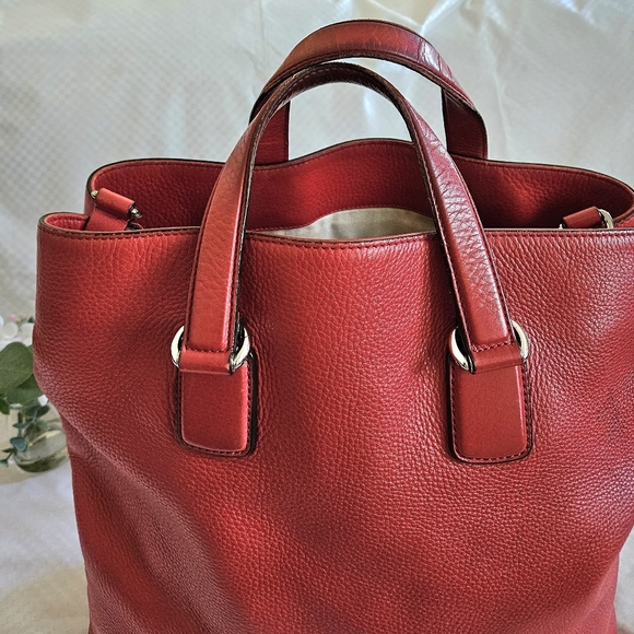 Vintage Gucci Red Leather Luxury Large Tote Handbag - Picture 6 of 16